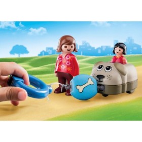 Playmobil - 1.2.3 Mama Si Fetita Cu Masinuta Catel Playmobil - 1